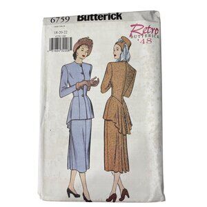 Y2K Butterick 6759 Retro 48 Misses Top Skirt Sewing Pattern Size 18 20 22 UNCUT